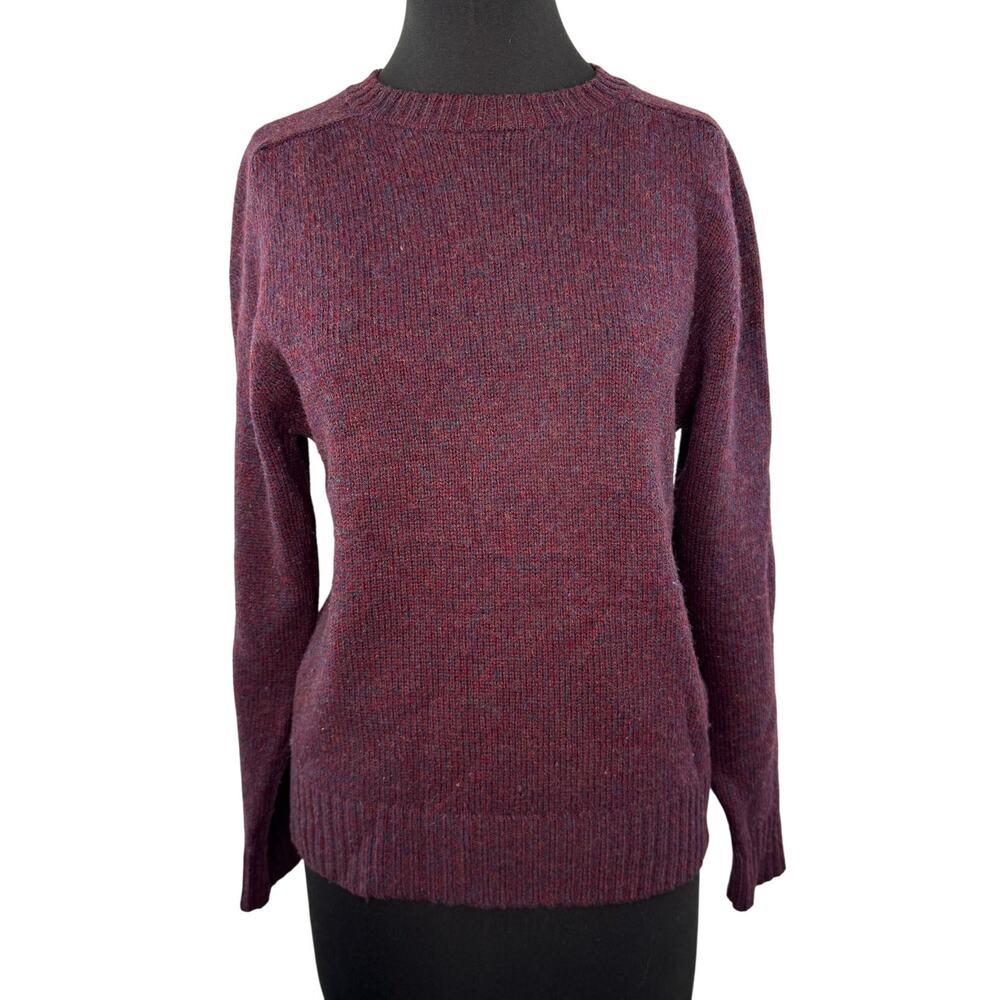 VINTAGE Northern Isles Purple Sweater Wool Rib Knit Raglan Sleeve M Medium VTG